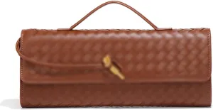 JYG Woven Handbag for Women Fashion Evening Shoulder Bag PU Leather Handmade Clutch Purse Casual Crossbody Bags 2024