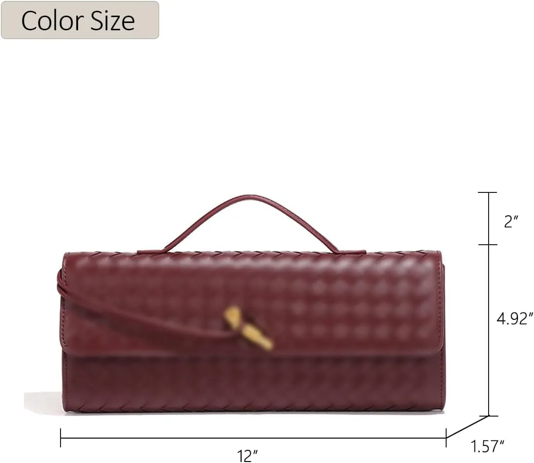 JYG Woven Handbag for Women Fashion Evening Shoulder Bag PU Leather Handmade Clutch Purse Casual Crossbody Bags 2024