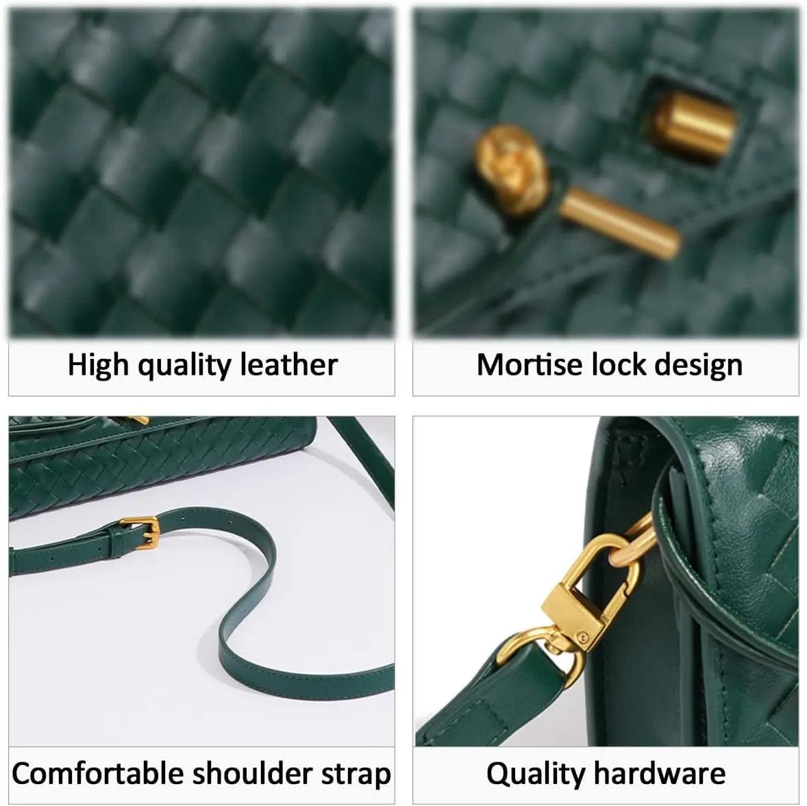 JYG Woven Handbag for Women Fashion Evening Shoulder Bag PU Leather Handmade Clutch Purse Casual Crossbody Bags 2024