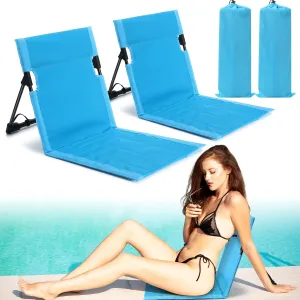 Karenhi 2 Pcs Foldable Pool Chairs Portable Poolside Seat for Edge of Pool Portable Flip Chairs ​for Beach Poolside Camping Picnic Lawn Accessories (Light Blue)