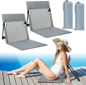 Karenhi 2 Pcs Foldable Pool Chairs Portable Poolside Seat for Edge of Pool Portable Flip Chairs ​for Beach Poolside Camping Picnic Lawn Accessories (Light Gray)