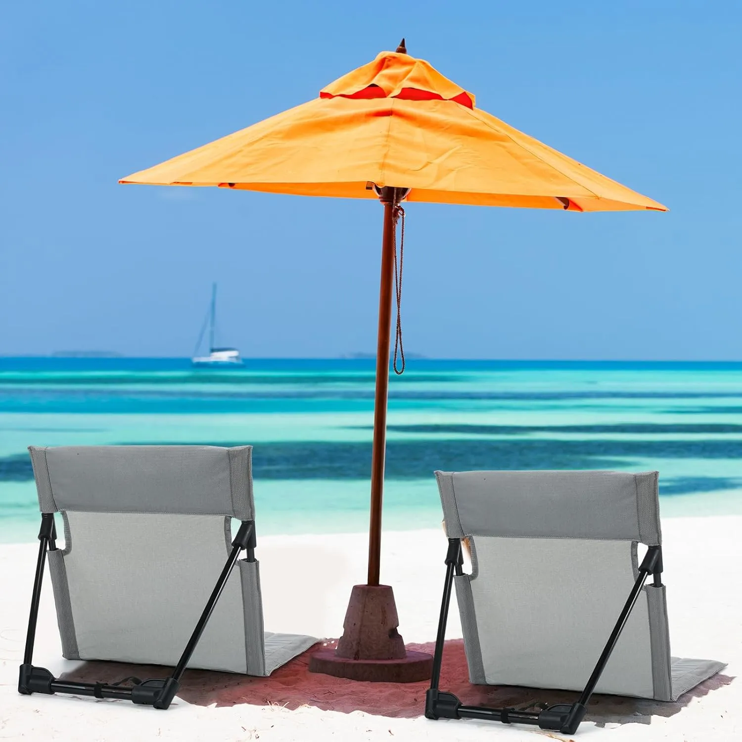 Karenhi 2 Pcs Foldable Pool Chairs Portable Poolside Seat for Edge of Pool Portable Flip Chairs ​for Beach Poolside Camping Picnic Lawn Accessories (Light Gray)