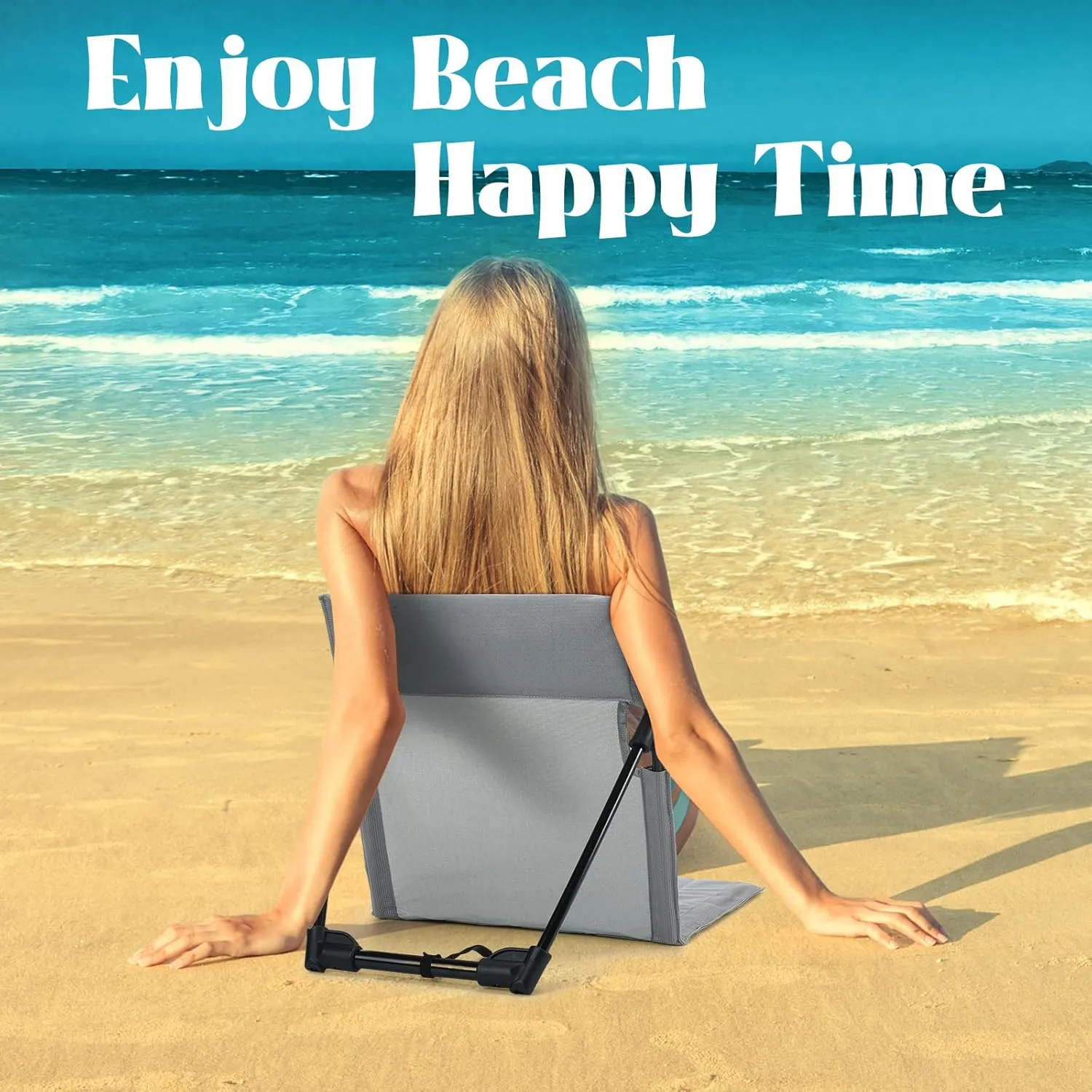 Karenhi 2 Pcs Foldable Pool Chairs Portable Poolside Seat for Edge of Pool Portable Flip Chairs ​for Beach Poolside Camping Picnic Lawn Accessories (Light Gray)