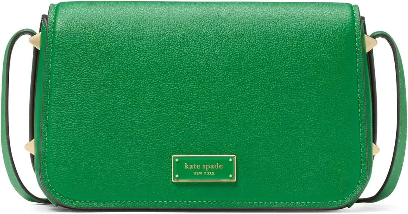 kate spade new york LIV Pebbled Leather Small Flap Crossbody, Watercress