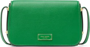 kate spade new york LIV Pebbled Leather Small Flap Crossbody, Watercress