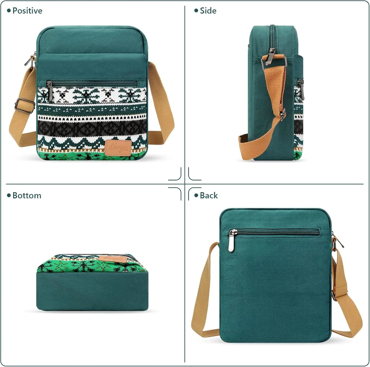 Kemy's Small Canvas Crossbody Bag for Teen Girls, Lightweight Messenger Shoulder Bags Cross Body Purse for Girls and Women