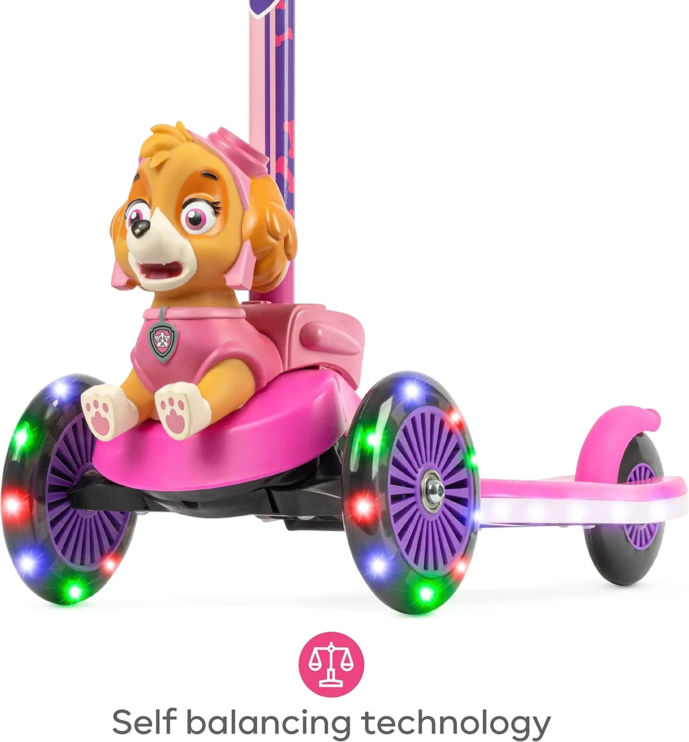 Kick Scooter for Kids, Self-Balancing 3 Wheeled Scooter with Light Up Wheels & Deck, Extra Wide Anti-Slip Deck, Rear Brake, Lean to Steer, Lightweight Design, for Kids 3 and Up, 75 LB Limit