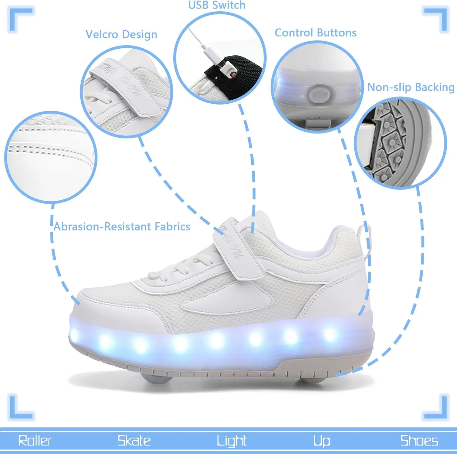 Kids Light Up Shoes with Wheels USB Chargable Colorful Light Up Roller Skate Shoes