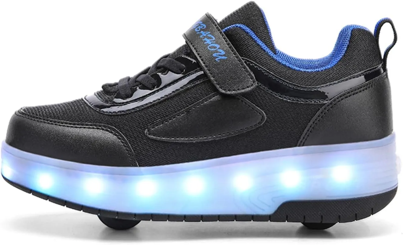 Kids Light Up Shoes with Wheels USB Chargable Colorful Light Up Roller Skate Shoes