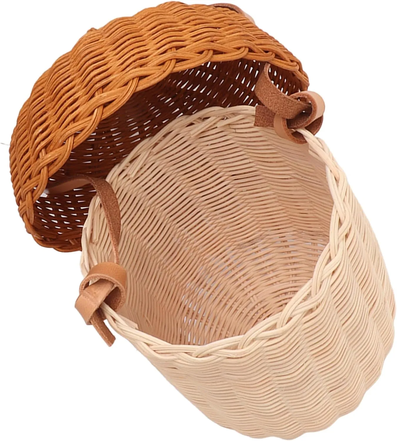 Kids Rattan Storage Basket Hand Woven Decorative Acorn Shaped Basket Bag for Boys Girls Photography Props Large Handbag (Large Handbag)