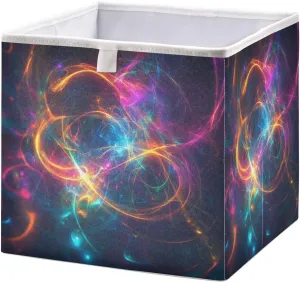 Kigai Magic Nebula Cube Storage Bins - 11x11x11 inch Large Foldable Storage Basket Fabric Christmas Theme Basket Shelves Closet Organizer for Toys, Books, Home Decor