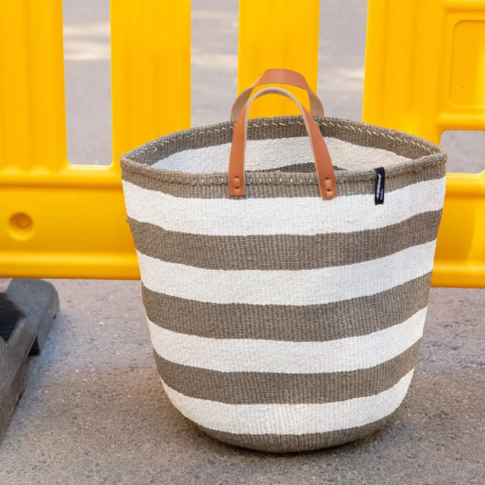 Kiondo market basket | Warm grey stripes L