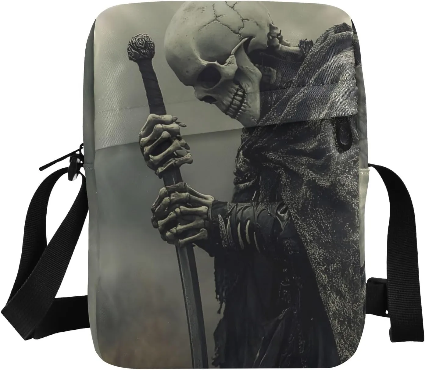 Knight Skeleton Sling Bags Small Crossbody Purse with Adjustable Strap 6.6×2.5×9.4 IN