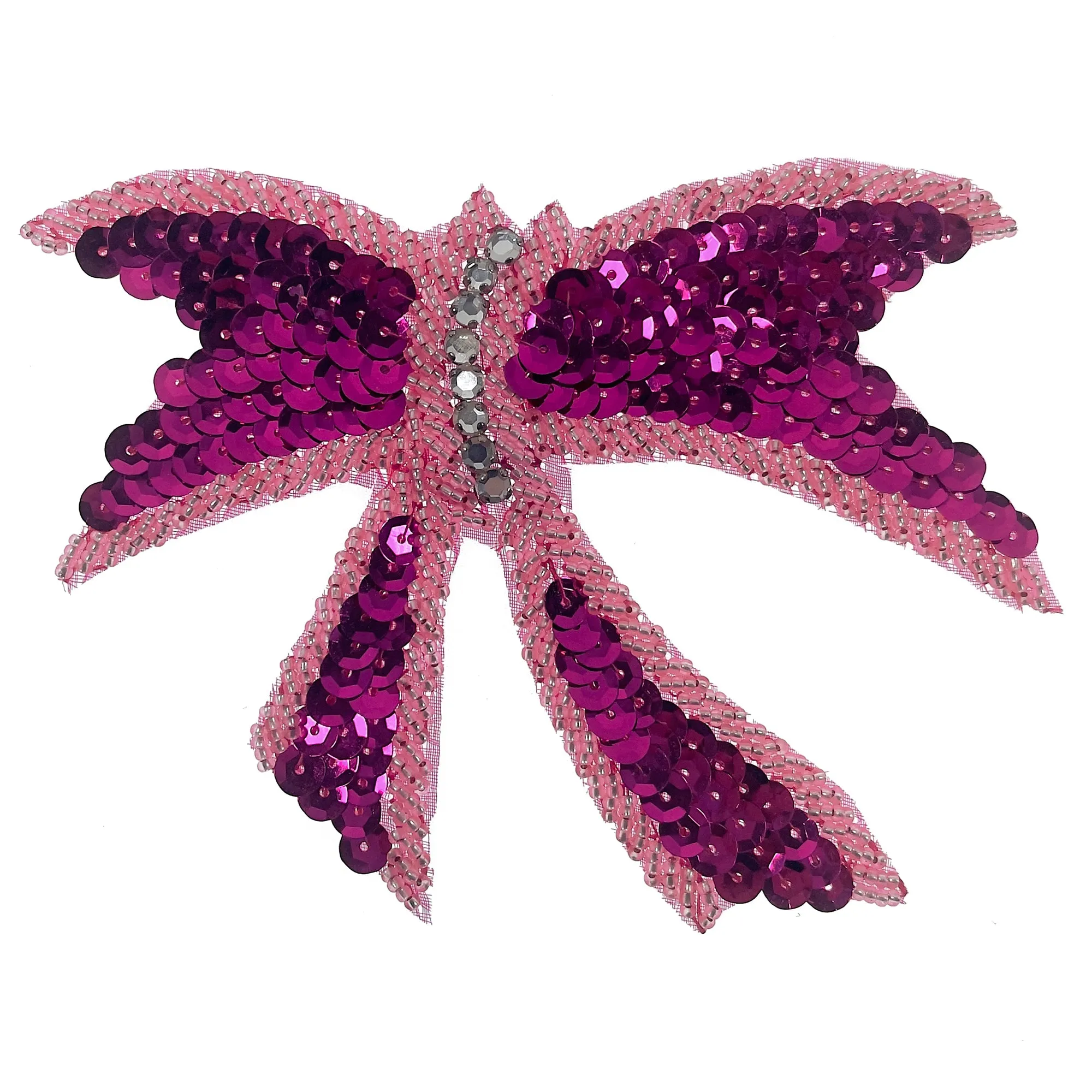 Knotted Bow Sequin Applique/Patch 5" x 4"