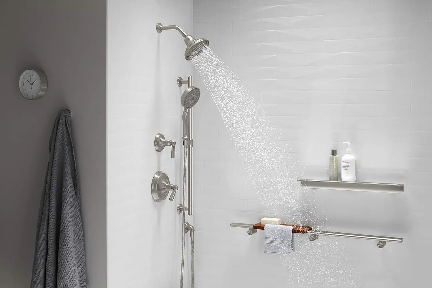 KOHLER 22163-BN Bancroft Multi-Function Handshower, Handheld Showerhead with 3 Spray Settings, 2.5 GPM, Vibrant Brushed Nickel