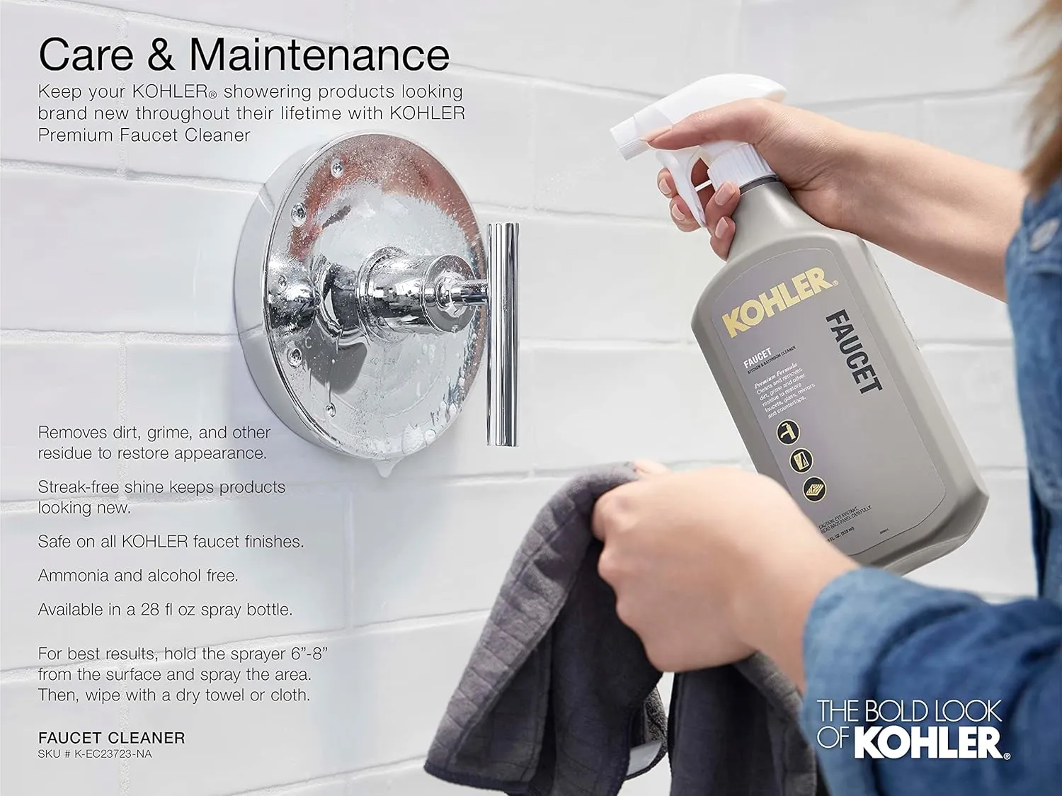 KOHLER 22163-SN Bancroft Multi-Function Handshower, Handheld Showerhead with 3 Spray Settings, 2.5 GPM, Vibrant Polished Nickel