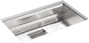 Kohler Prolific 29 inch Workstation Stainless Steel Single Bowl Kitchen Sink with included Accessories, 10 inches deep, 18 gauge, Undermount installation K-23651-NA