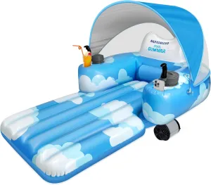 KPCB Tech Motorized Pool Float with Canopy, Rechargeable Motorized Floats for Adults with Dual Motors, Lake Floats Adult Size with Cup Holder for Party