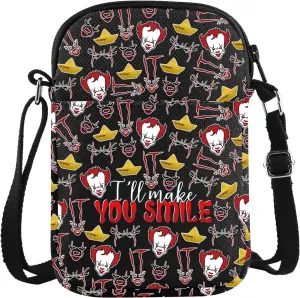 KUIYAI I'll Make You Smile Horror Clown Crossbody Bag Clown Merch Horror Movie Gift