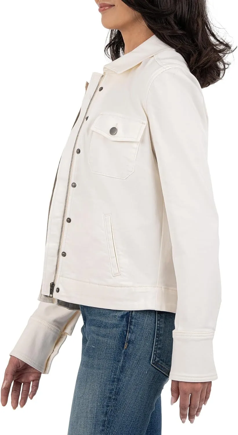 KUT from the Kloth Women's Amanda Boxy Jacket Front Flap Welt Pockets