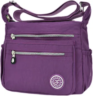 KXF Women's Waterproof Nylon Casual Crossbody Shoulder Messenger Bag Travel Purse Handbag with Multi Pocket