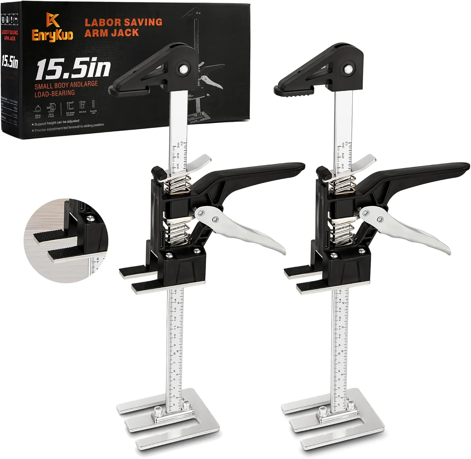 Labor Saving Arm Jack 2 Pack,15.5 Inch Multifunctional Furniture Lifter Jacks for Installing Cabinets and Wall Tile Height Adjuster Handheld Tool