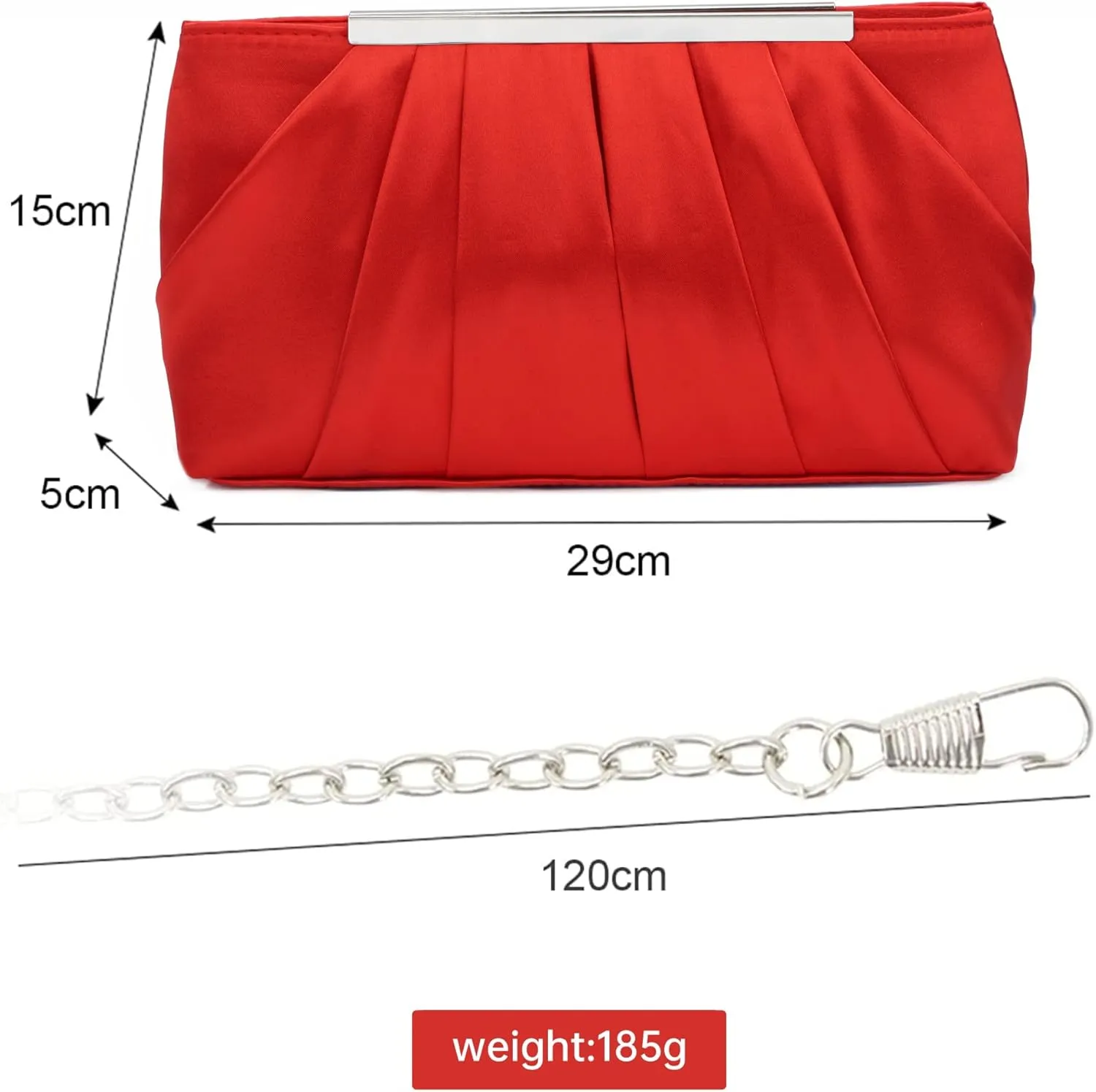 Lanpet Women's Satin Evening Clutch Bag Elegant Pleated Formal Handbag Simple Classic Purse for Women