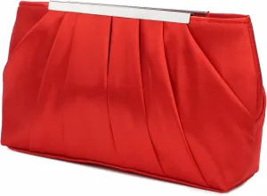 Lanpet Women's Satin Evening Clutch Bag Elegant Pleated Formal Handbag Simple Classic Purse for Women