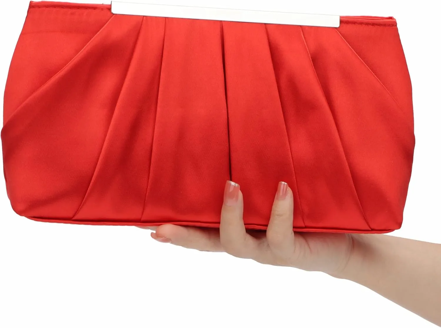 Lanpet Women's Satin Evening Clutch Bag Elegant Pleated Formal Handbag Simple Classic Purse for Women