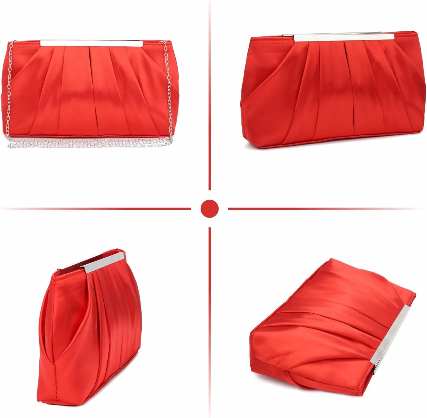 Lanpet Women's Satin Evening Clutch Bag Elegant Pleated Formal Handbag Simple Classic Purse for Women
