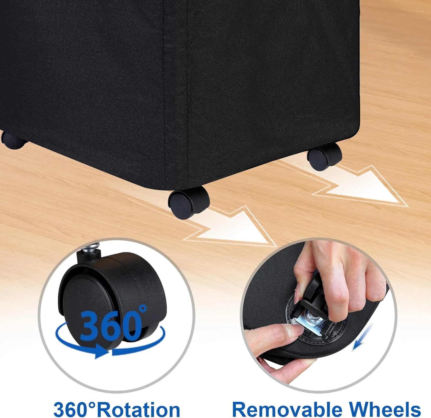 Laundry Basket with Wheels, Tall Rolling Laundry Hamper with Lid and Removable Bag, Aesthetic Dirty Clothes Hamper on Wheels for Laundry Room, Bedroom, Dorm and Bathroom, 100L Black