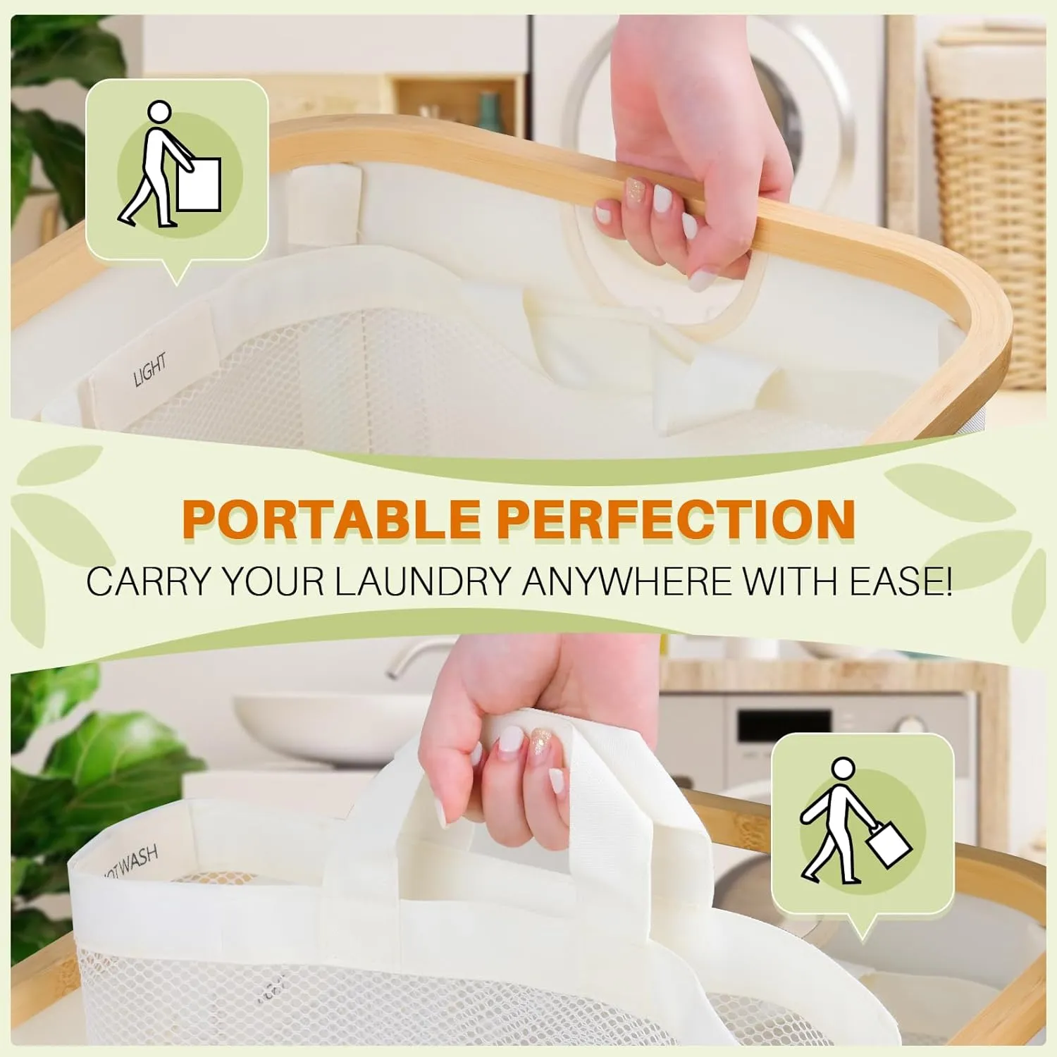 Laundry Hamper 3 Section, 145L Dirty Clothes Hamper with Lid, Extra Large Laundry Basket Organizer with Removable Inner Bags & Labels for Laundry Room, Bedroom, Beige