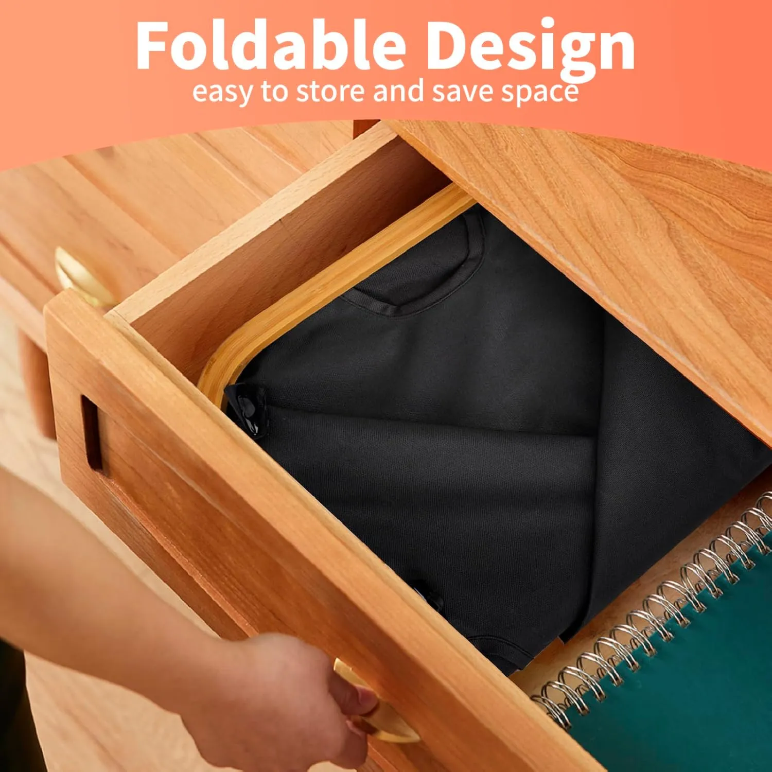 Laundry Hamper with Lid,135L Laundry Basket for Clothes hamper,Laundry Basket with Bamboo Handle and Removable Bags,Large Foldable Dirty Clothes Hamper,Black