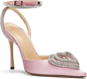 LauraVicci Women's Heeled Sandals Pointed Toe Crystal Embellished Bow Ankle Straps Rhinestone Buckle Stiletto Slip On Evening Dress Party Wedding Pumps Shoes