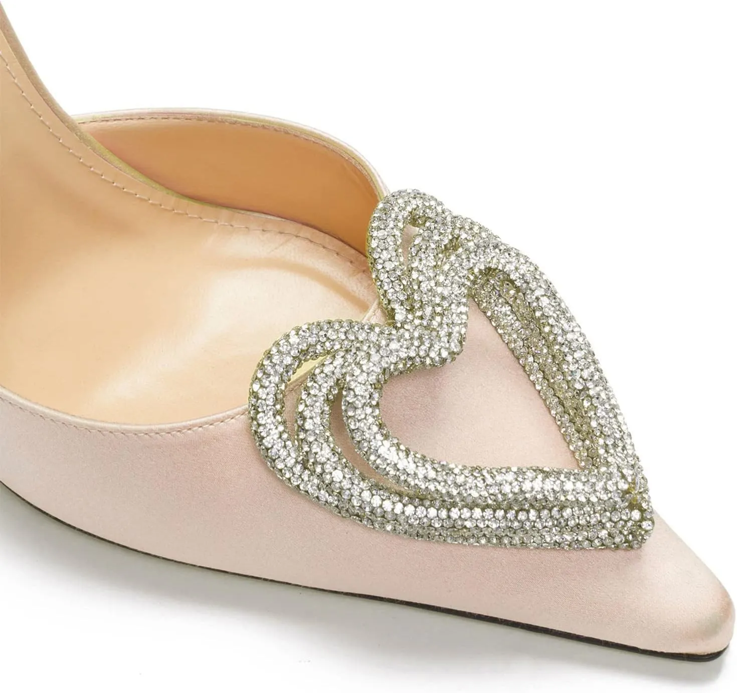 LauraVicci Women's Heeled Sandals Pointed Toe Crystal Embellished Bow Ankle Straps Rhinestone Buckle Stiletto Slip On Evening Dress Party Wedding Pumps Shoes