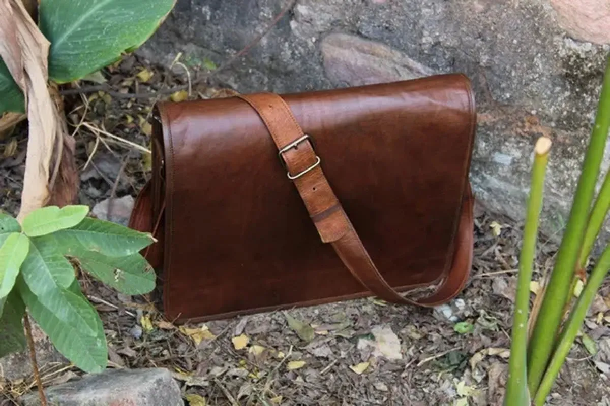 Leather Bags Vintage Handmade Leather Messenger Bag for Laptop Briefcase Satchel Bag Soft Leather VH