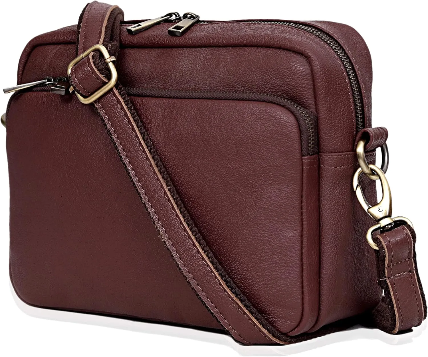 Leather Crossbody Bag for Women, Shoulder Purse With Adjustable Strap, Full Grain Cross Body Bag