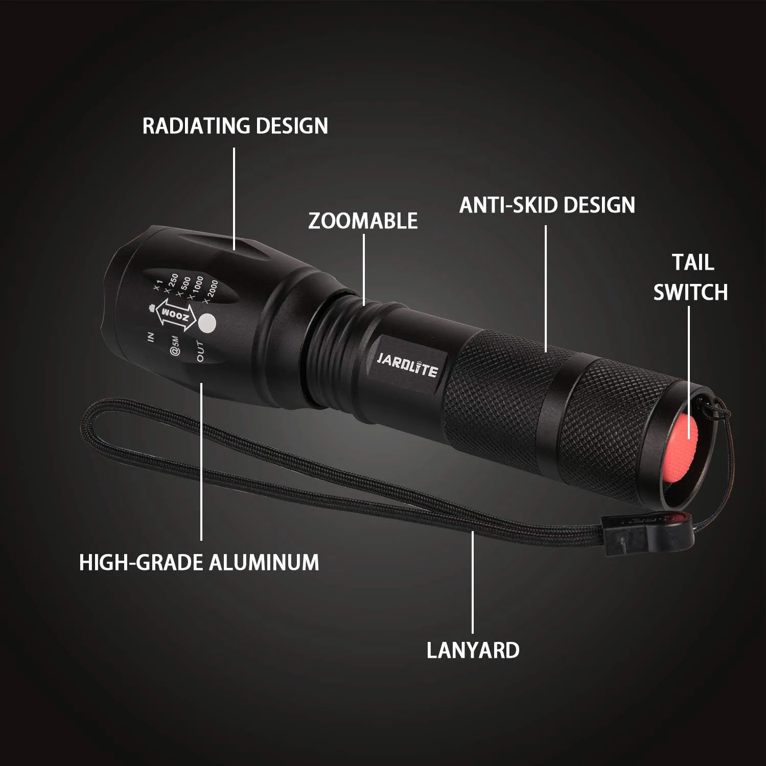 LED Emergency Handheld Flashlight, 4 Pack, Adjustable Focus, Water Resistant with 5 Modes, Best Tactical Torch for Hurricane, Camping, Dog Walking