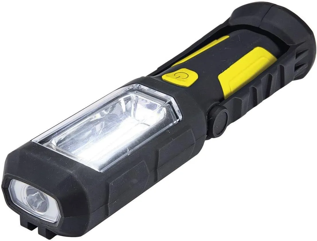 LED Flashlight High & Low 15-Hour Battery Life on Full Charge - 2 Pack - Magnetic Base for Convenient Attachment to Metal Surfaces , Includes 3 AA Batteries