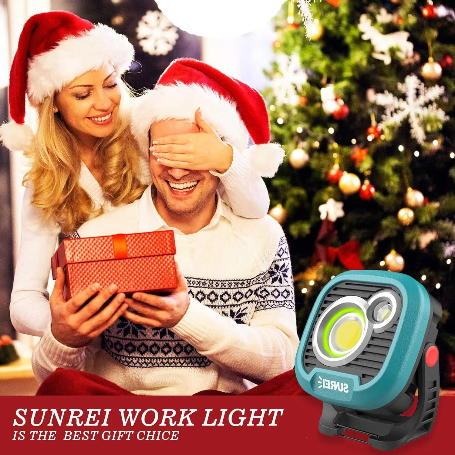 LED Rechargeable Magnetic Work Light SUNREI Mechanic Light Power Bank 180° Rotating,1500LM, 6 Modes,Magnetic&Hook, IPX5 Waterproof, Magnetic Flashlight for Camping, Car Repairing