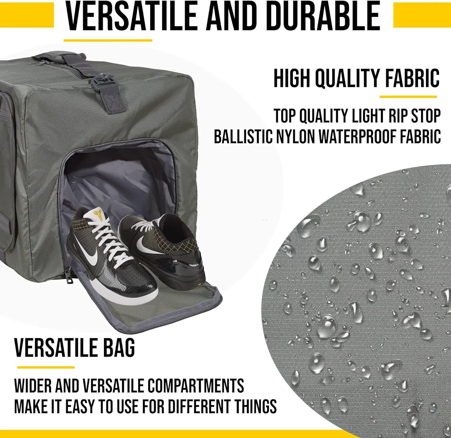 LEGEND 40L Foldable Duffle Bag for Travel - Packable Duffle Bags w/Shoe Compartment - Tear Resistant Collapsible Duffel Bags for Traveling - Lightweight Folding Duffel Bag for Men & Women -Army Green