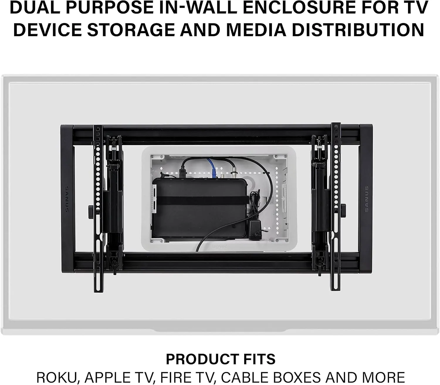 Legrand 9 Inch In-Wall Enclosure for TVs and Media Devices - Dual Purpose Electrical and Storage Box, White, Recessed Mount