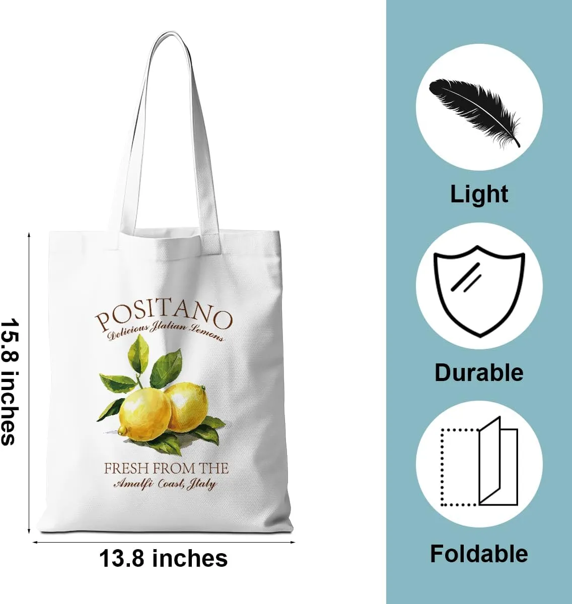 Lemon Tote Bag - Italy Travel Weekender Bag - Raccoon Gifts - Lemon Lovers Gifts for Shopping & Vacation