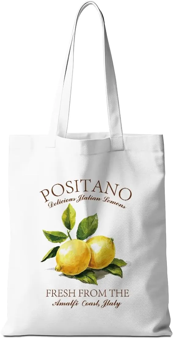 Lemon Tote Bag - Italy Travel Weekender Bag - Raccoon Gifts - Lemon Lovers Gifts for Shopping & Vacation