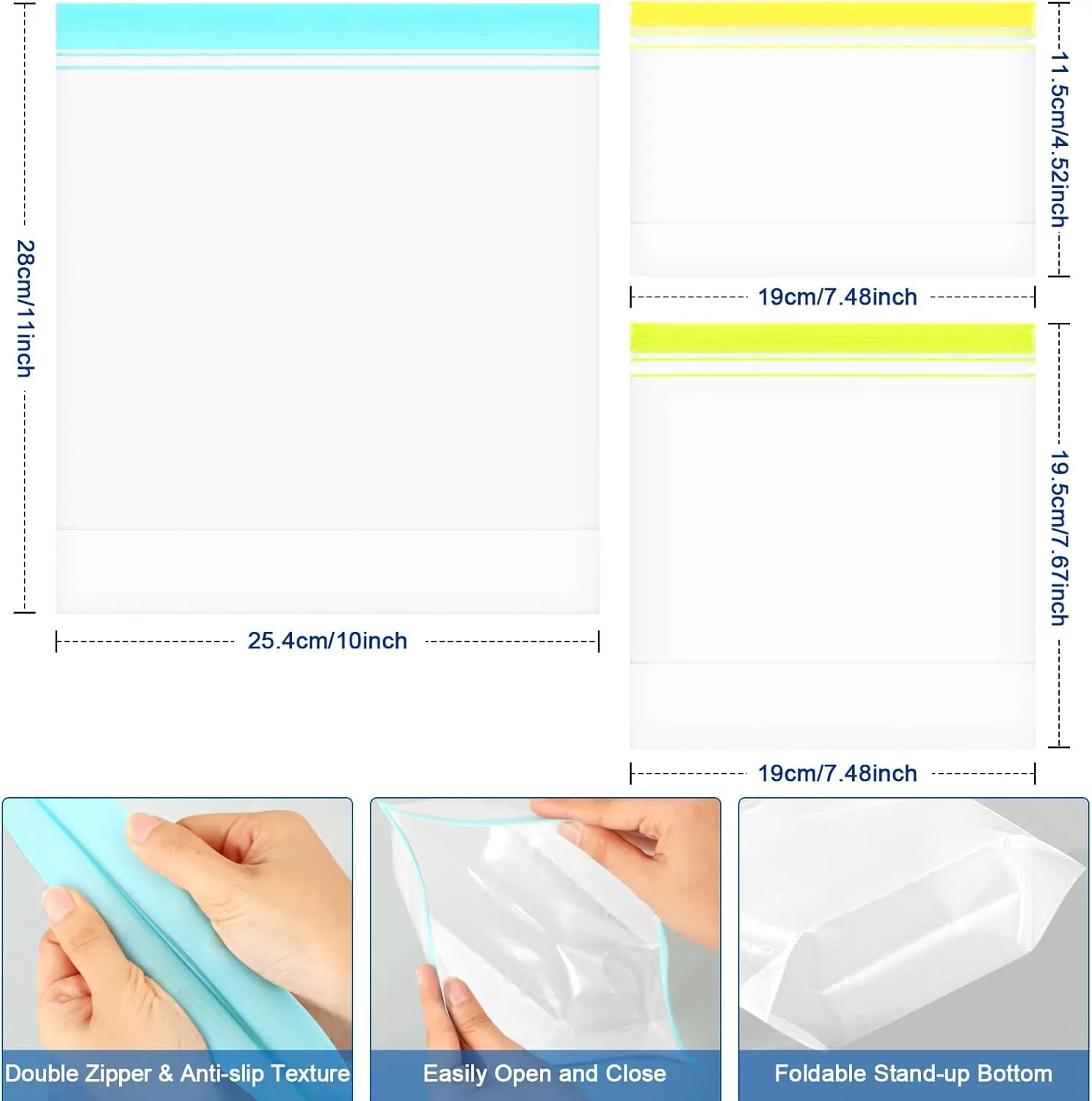 Lerine 20 Pack Reusable Freezer Bags Dishwasher Microwave Safe, Stand Up BPA Free Reusable Sandwich Bags, Silicone Free Leakproof Food Storage Bags for Meal Prep - 8Gallon 7Sandwich 5Snack
