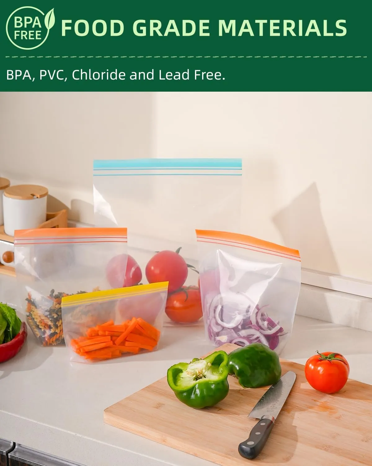Lerine 20 Pack Reusable Freezer Bags Dishwasher Microwave Safe, Stand Up BPA Free Reusable Sandwich Bags, Silicone Free Leakproof Food Storage Bags for Meal Prep - 8Gallon 7Sandwich 5Snack
