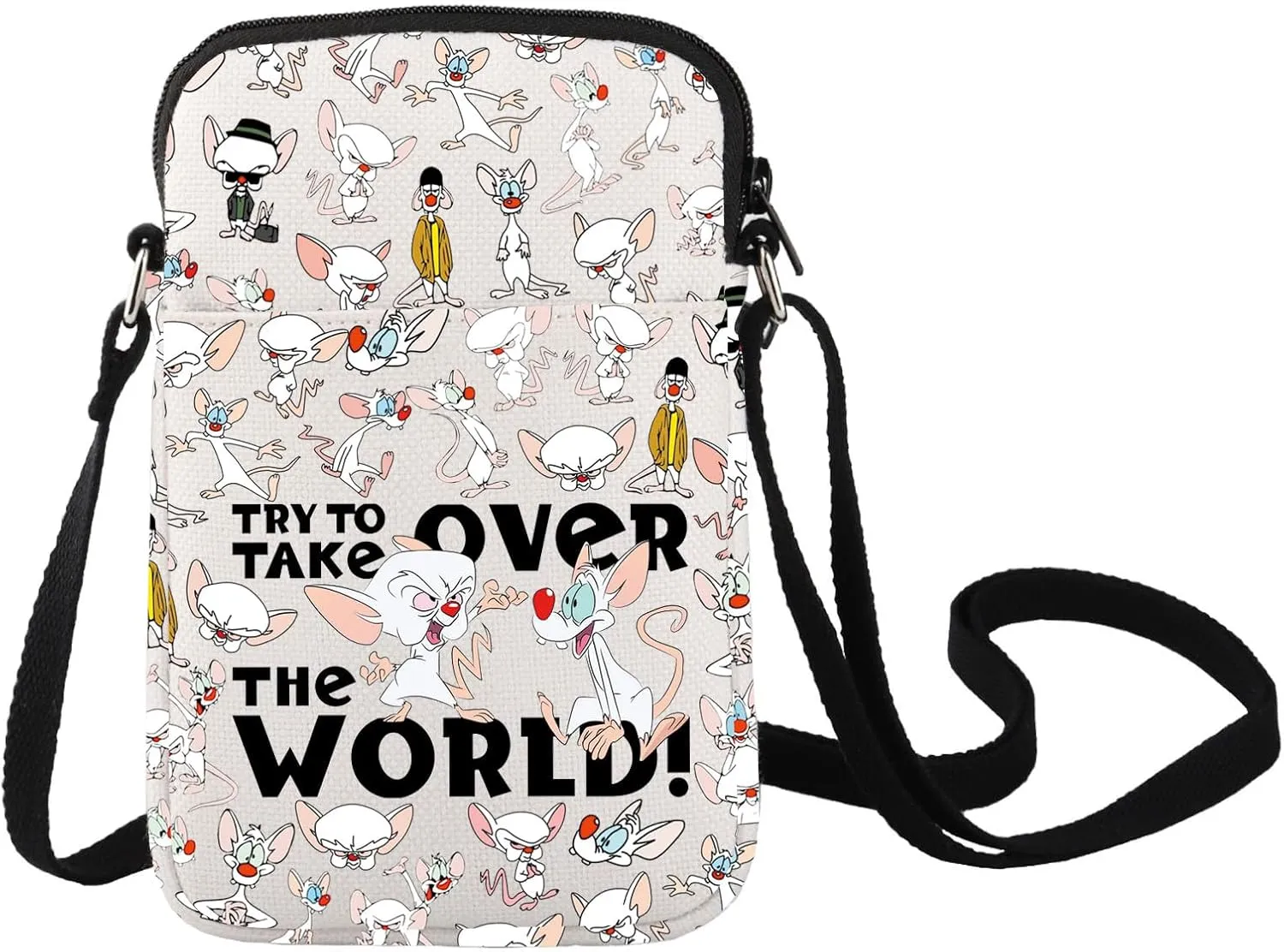 LEVLO Rat Brain Crossbody Bag Pinky Fans Gift Try To Over The World Cartoon Rat Brain Shoulder Bag