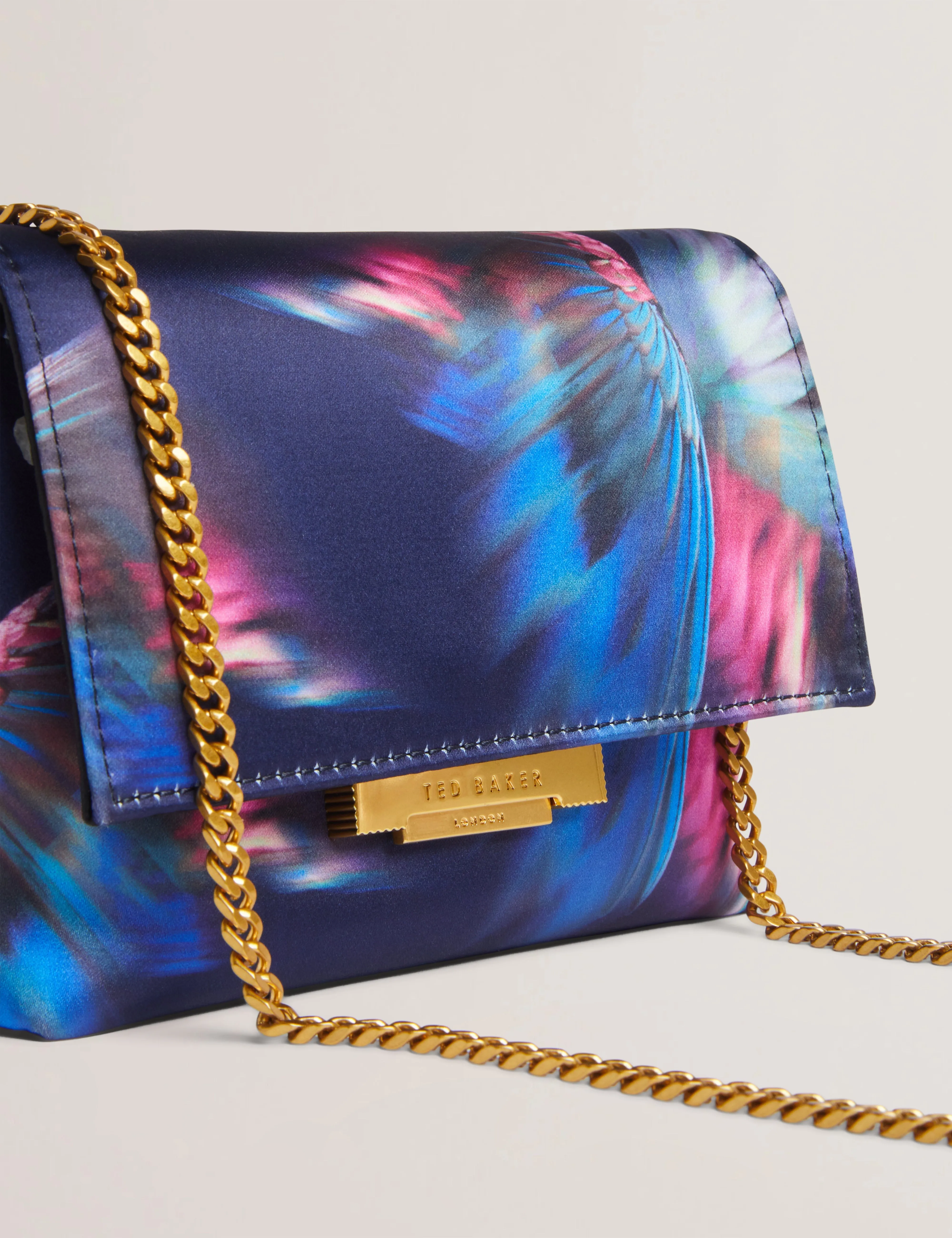 Libbea Feather Print Crossbody Evenin Navy