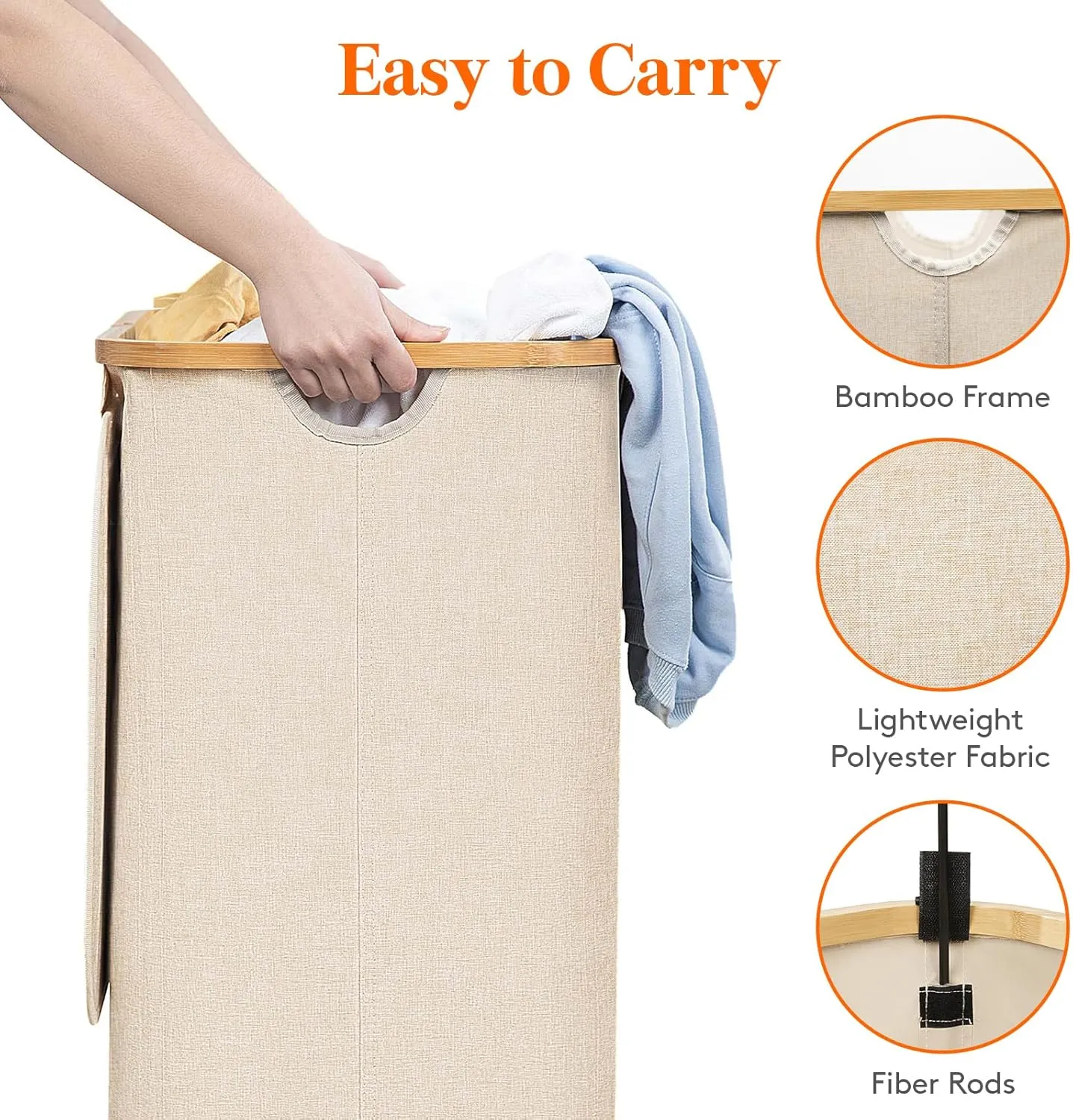 Lifewit 100L Laundry Basket with Lid, Clothes Hampers for Laundry with Bamboo Handles and A Removable Bag, Large Foldable Laundry Hamper for Bedroom, Bathroom, Dorm, Laundry Room, Beige
