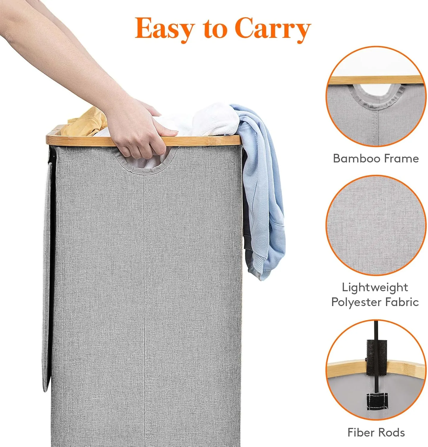 Lifewit 100L Laundry Basket with Lid, Clothes Hampers for Laundry with Bamboo Handles and A Removable Laundry Bag, Large Foldable Laundry Hamper for Bedroom, Bathroom, Dorm, Laundry Room, Light Gray